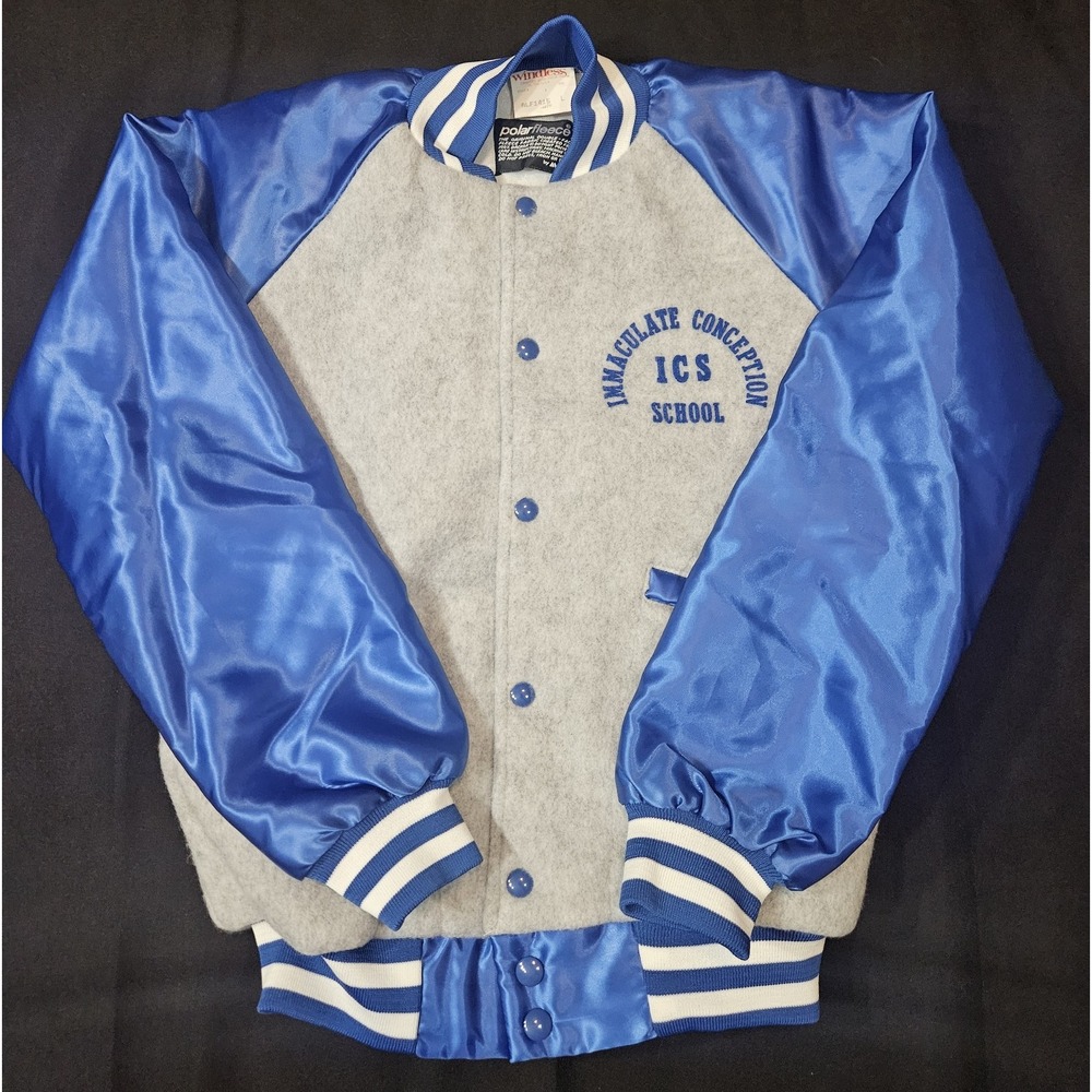 Vintage Boys Satin Polar Fleece Bomber Jacket Youth Large